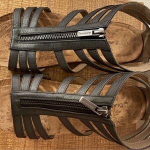 BearPaw Black Zipper Sandals for Women